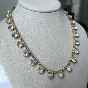 J Crew Crystal Necklace with Ribbon Tie
